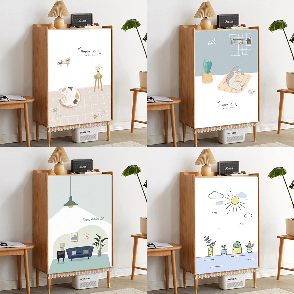 책장 선반 가리개 찍찍이 벨크로 붙이는 커튼 수납장 가림천 창문 가림막 6종 브라운캣 S