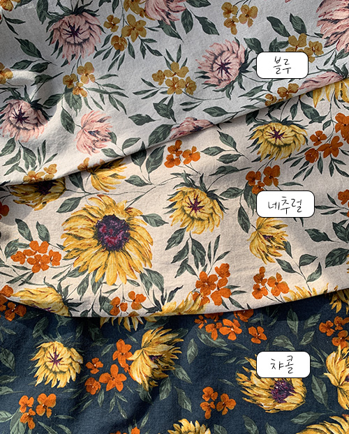 더블유패브릭 썬플라워 워싱처리 15수 대폭 린넨천 원단 앞치마 커튼 소품 천가게 - 상세 이미지 2