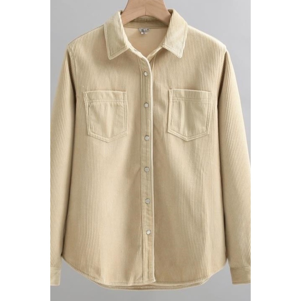 여성 코듀로이 빅사이즈 양털 안감 기모 골덴 남방 셔츠 겨울 데일리 따뜻 3XL까지 3컬러 이미지 6