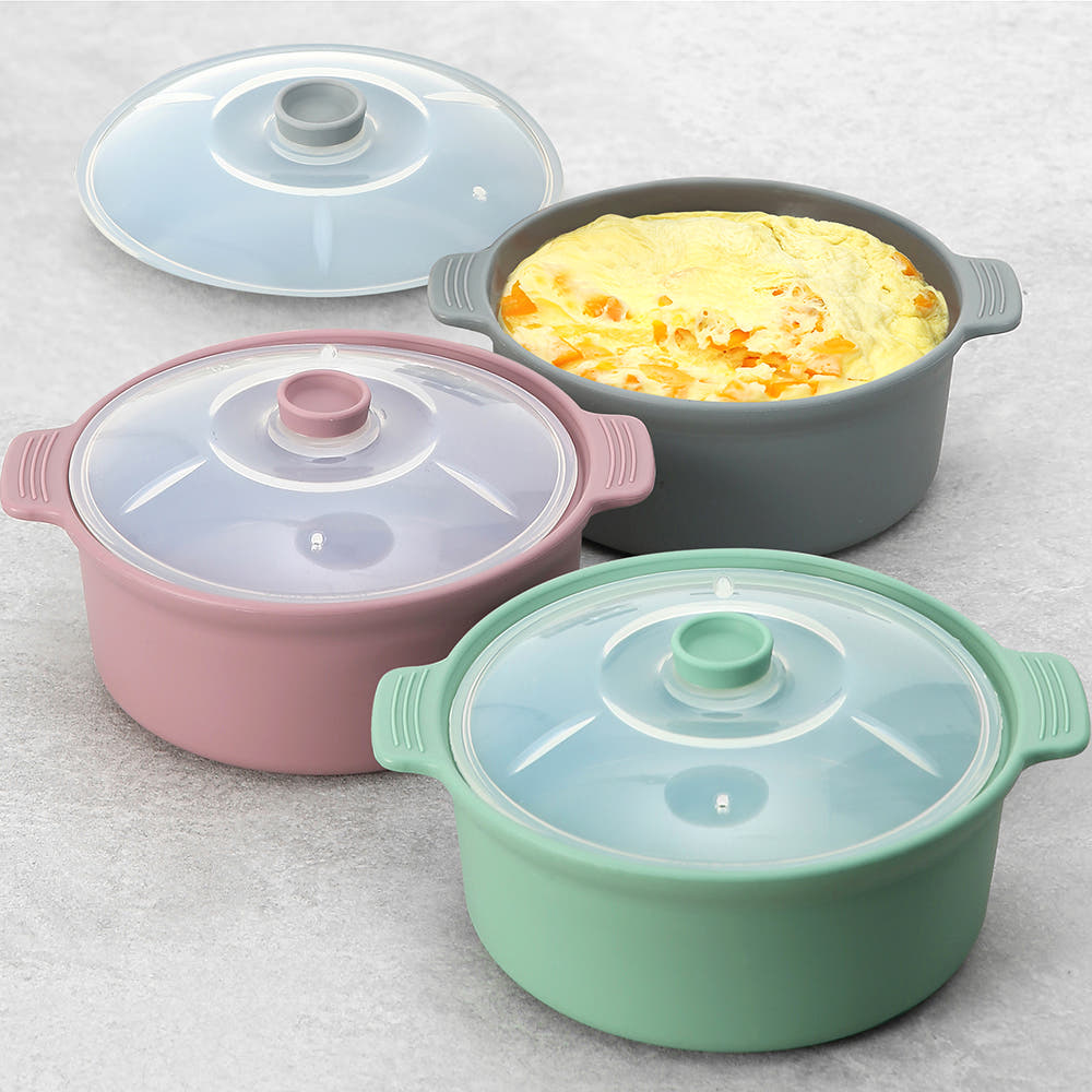 리빙스토리 국산 실리콘 냄비 전자레인지 용기 찜기 600ml