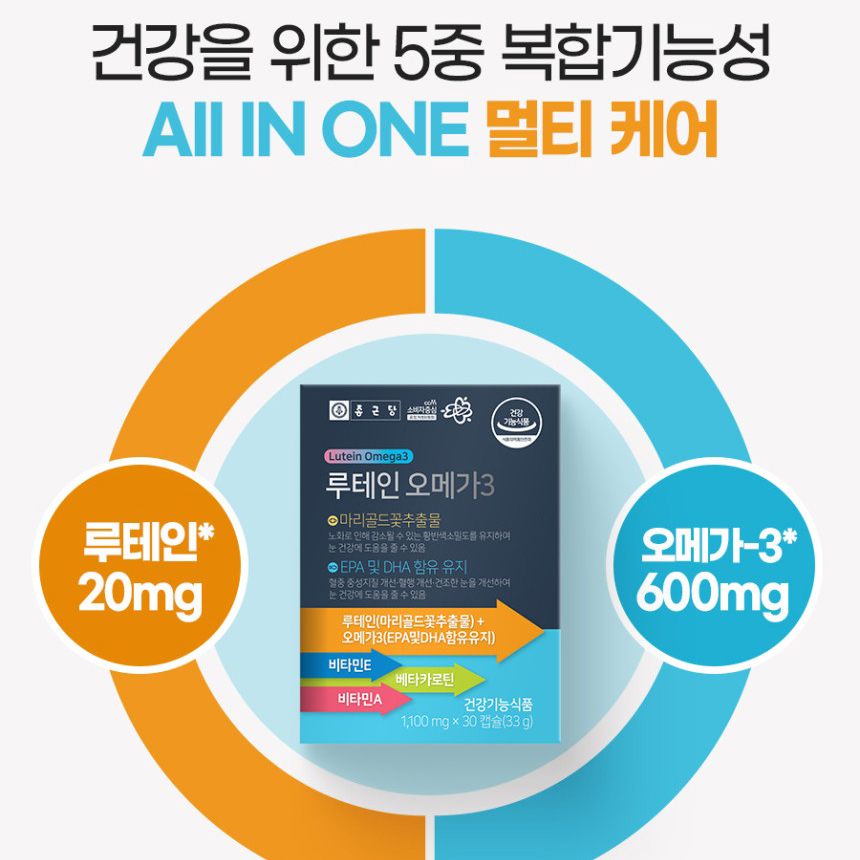 종근당 마리골드꽃 추출물 루테인 오메가3 EPA DHA 5중 복합기능성 뉴테인 - 상세 이미지 4