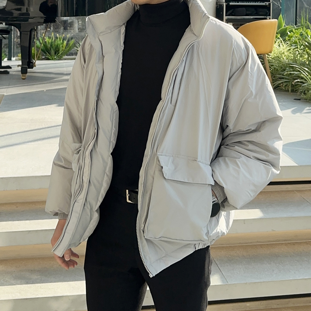 웰론패딩 남자 오버핏 집업 숏 패딩 이미지 4