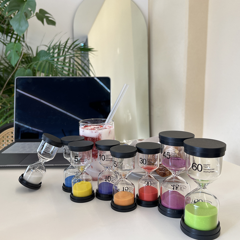 [강화유리] 시간별 3분 양치 타이머 모래멍 우드 모래시계
