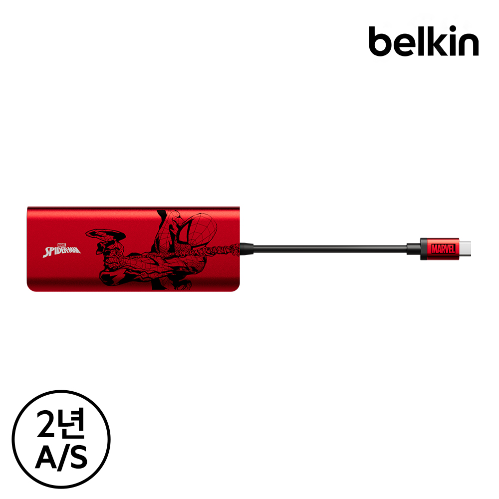 벨킨 마블 스파이더맨 7in1 USB C타입 멀티 허브 AVC009qc 아이패드 맥북 에어 M4 프로 윈도우 노트북 호환 - 상세 이미지 2