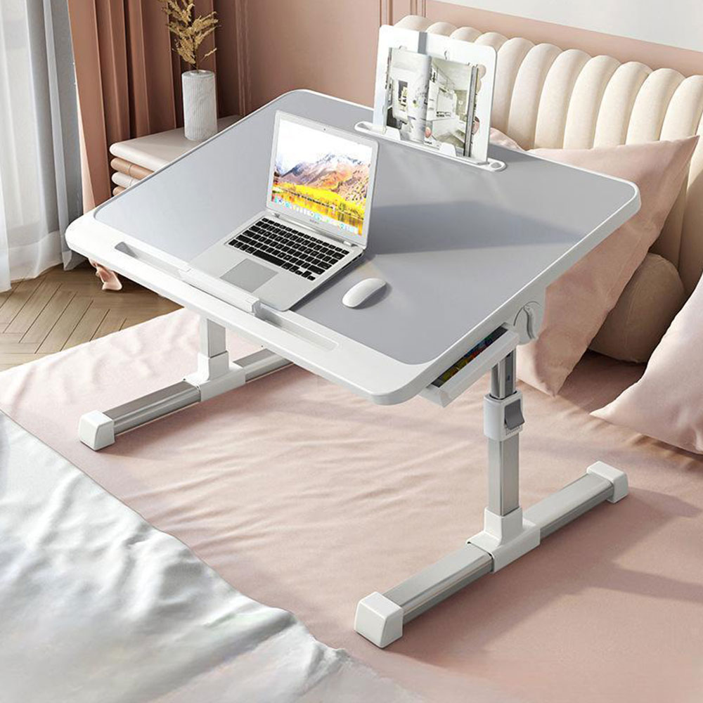 편한자세 각도 높낮이조절 베드테이블 서랍+책꽂이형 보조 침대 책상 사이드 테이블