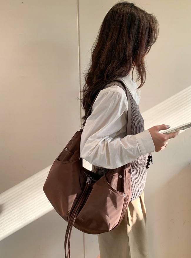 가벼운 보부상 천 가방 나일론 방수 빅 쇼퍼 숄더백 이미지 6