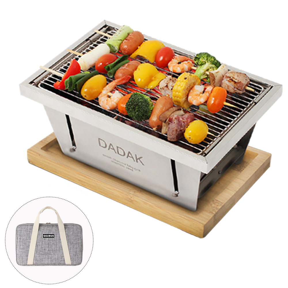 꾸버스 다닥 M 바베큐그릴 접이식 휴대용 캠핑 숯불 직화 스테인리스 그릴 BBQ 화로대