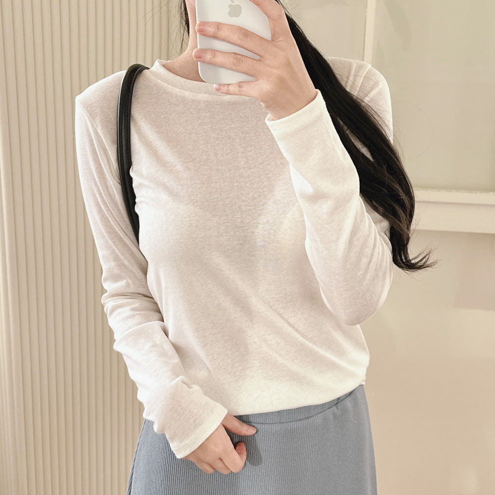 스타일대박 여성 긴팔 티셔츠 울 텐셀 이너티 레이어드 티 핑크 블랙 퍼플 초록 그레이