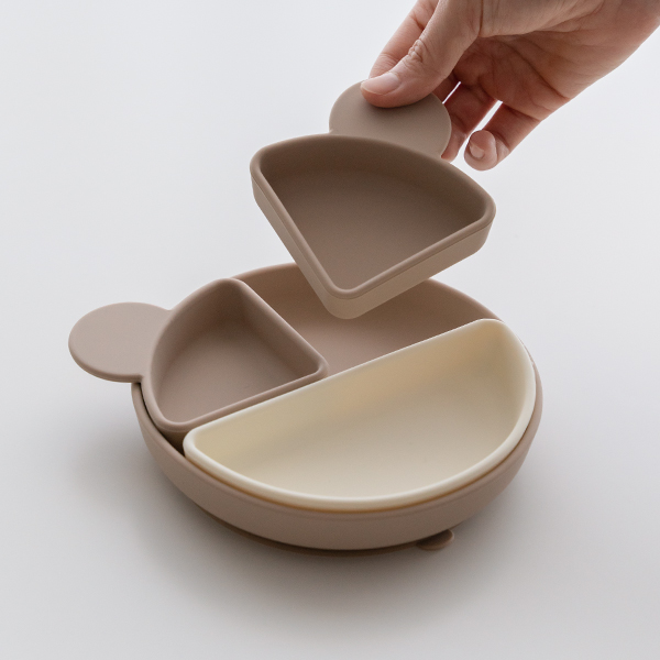 리틀클라우드 곰돌이 디바이더 실리콘 흡착식판 샌드베이지