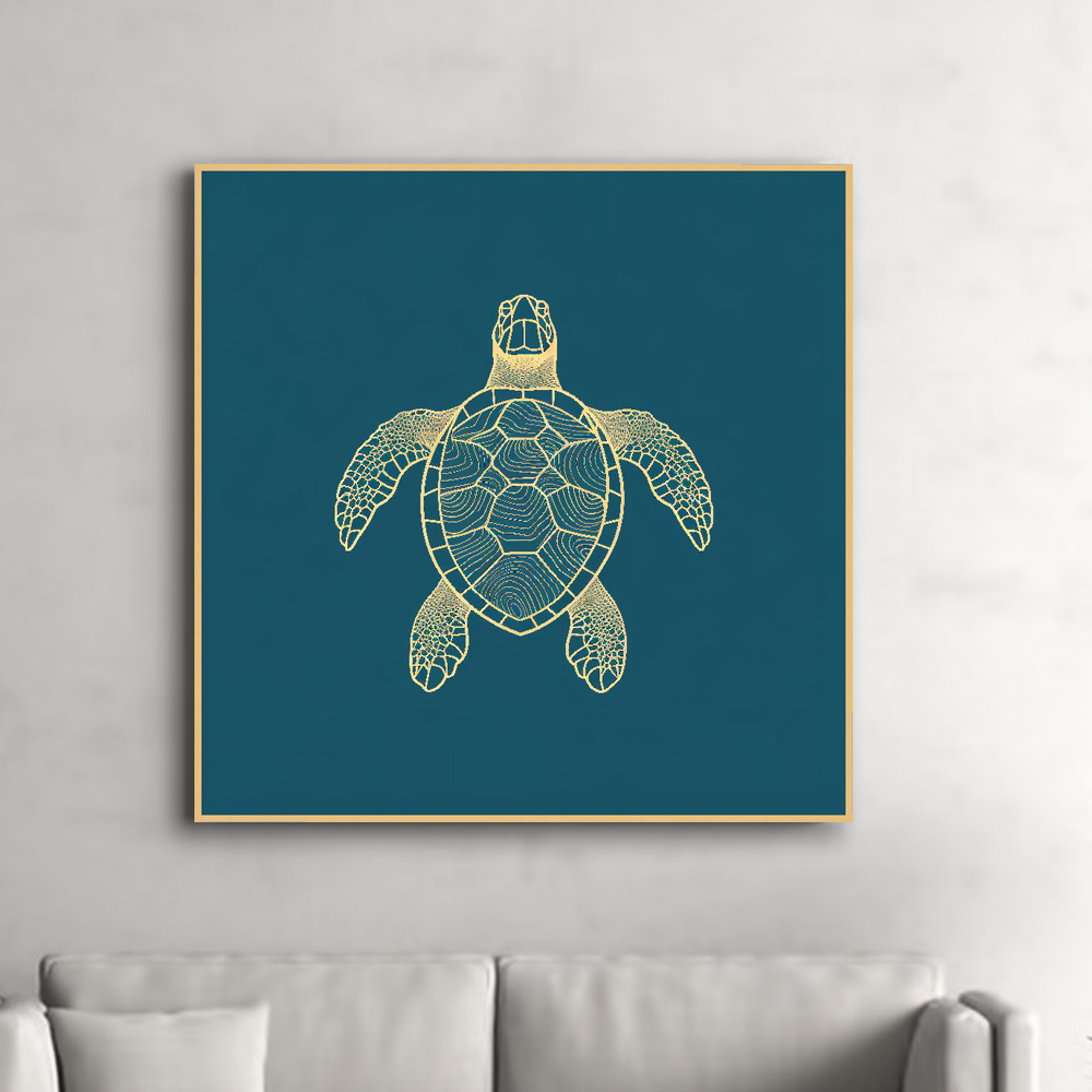 평화 거북이 80x80cm 무광블랙 알루미늄액자 거북이그림 - 상세 이미지 5