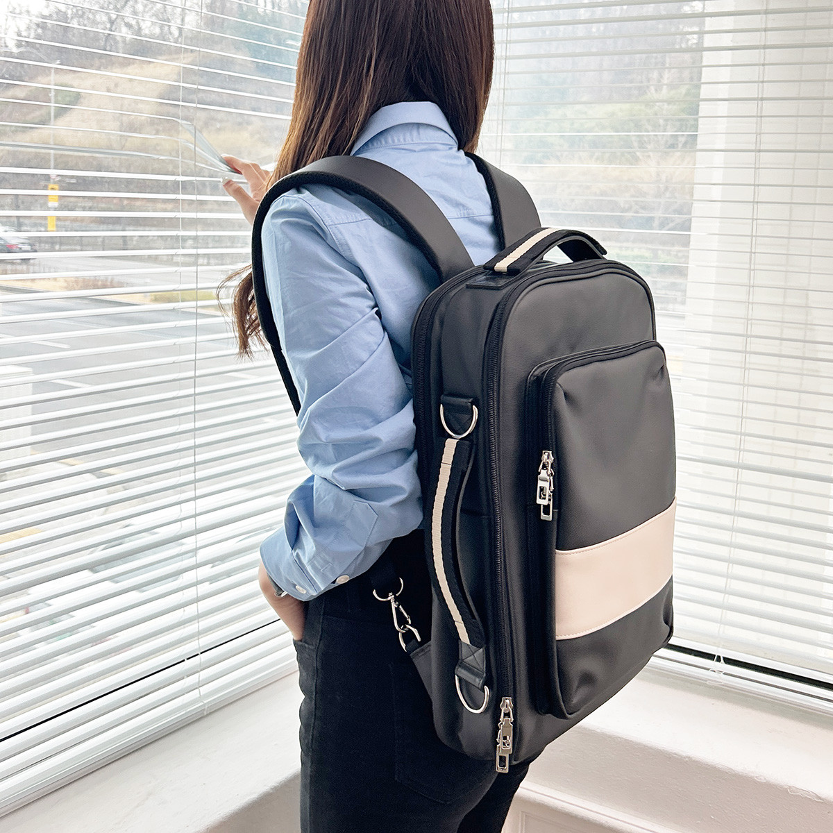 로디나트 러기지 그립 백팩, 17인치 노트북, 직장인 비즈니스 여행용, 대학생 30대