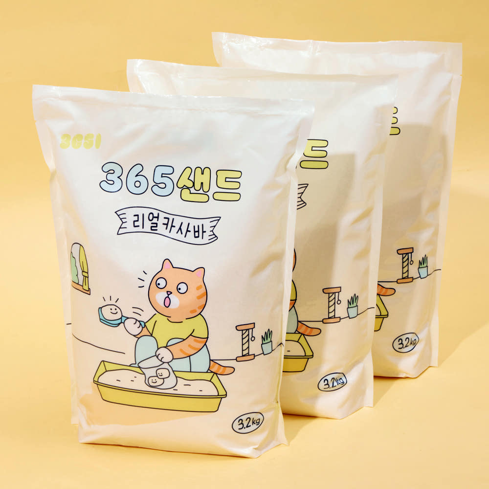 3651 365샌드 리얼 카사바 고양이 모래 3.2kg, 3개 가격 비교 3651 브랜드스토어 3651 365샌드 리얼 카사바 고양이 모래 3.2kg, 3개