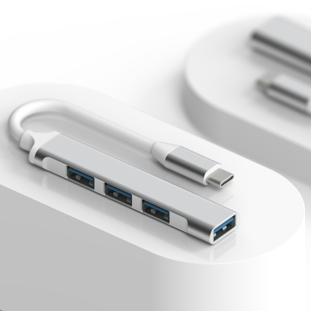 이어맥 화이트플래닛 C타입 USB 허브 4포트 확장 고속 전송 OTG 지원 - 상품 이미지
