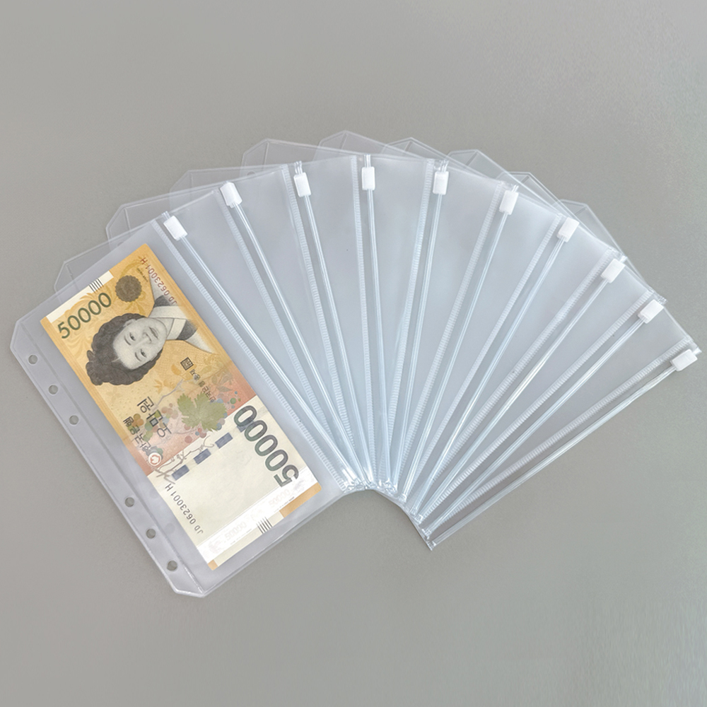 A6 6공 현금바인더 지퍼백 속지 저축 가계부 다이어리 머니포켓 대표 이미지