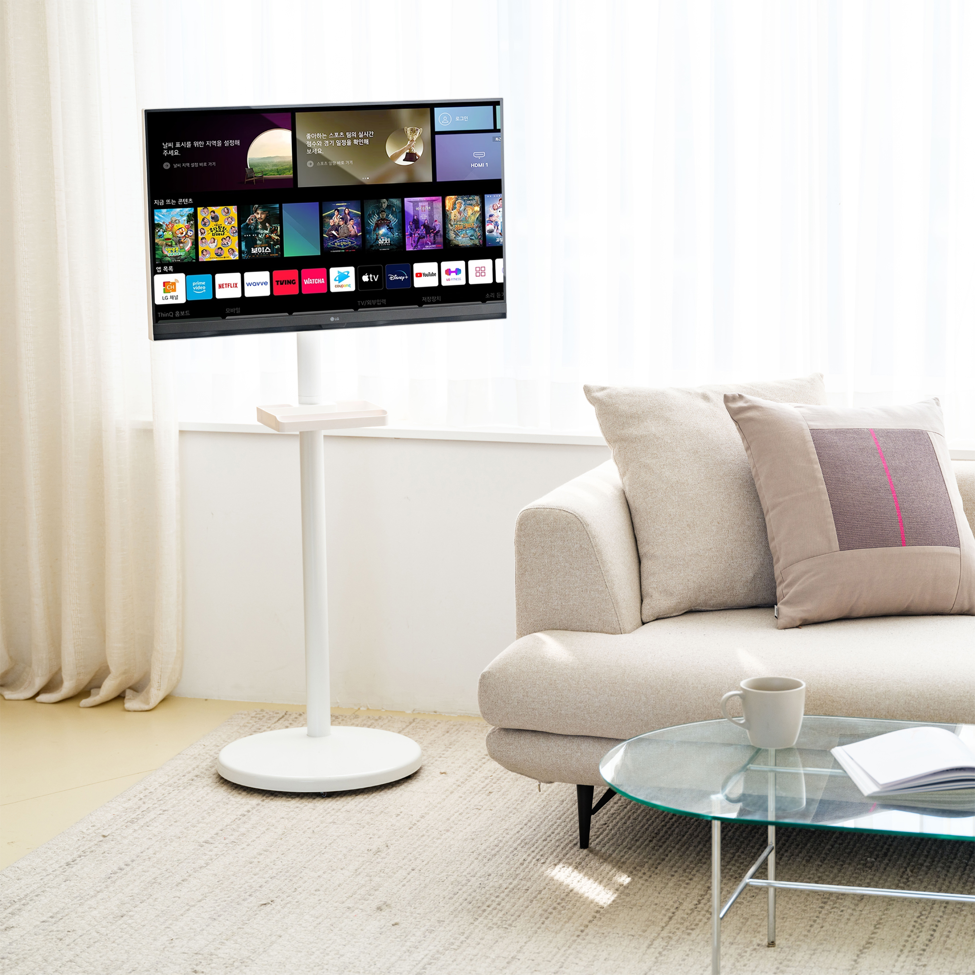 LG 27인치(68cm)모니터 스마트TV 화이트 스탠드세트AP-43S 스탠바이미 룸앤티비