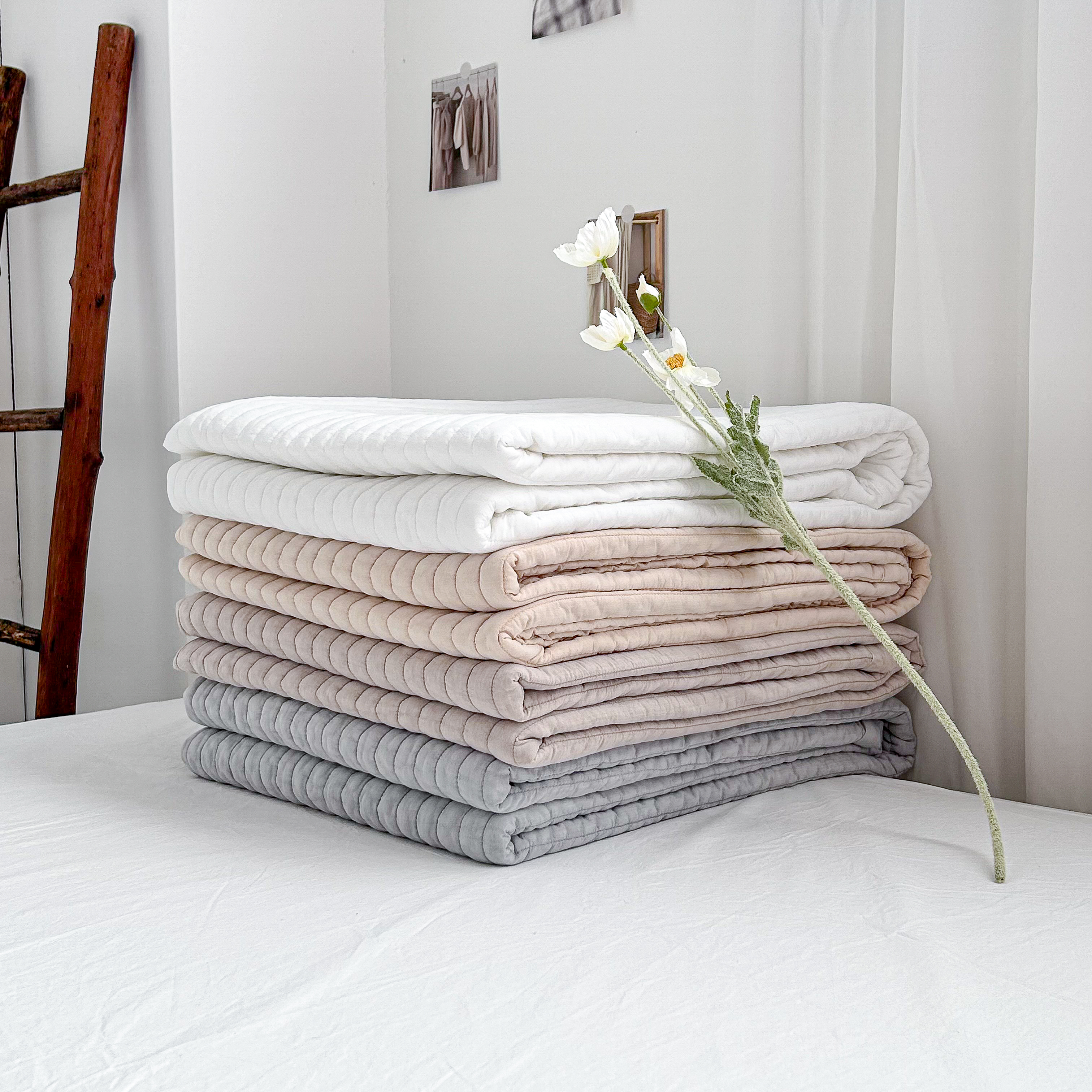 순면패드 줄누빔 무지 모달100 양면 침대패드 고정밴드 추가가능