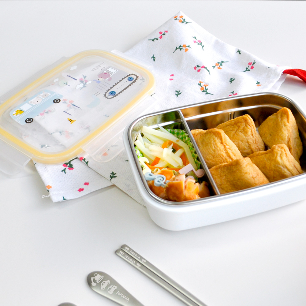 키즈부릉 이중 스텐 칸칸 도시락통 유아 유치원 소풍도시락 어린이 초등 어린이집 찬합 용기 - 상세 이미지 2