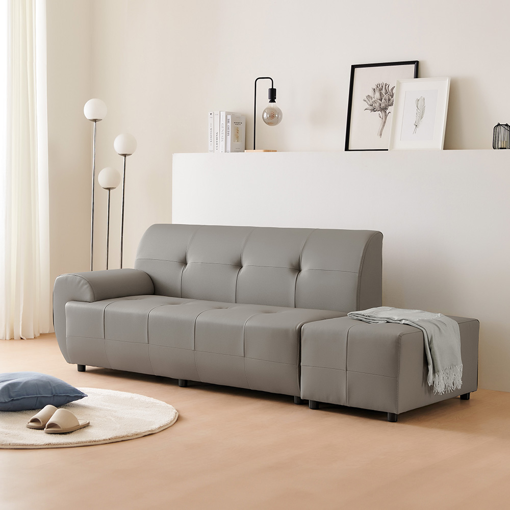 동서가구 리빙스 심플 3인용 가죽소파(스툴포함) DF901087