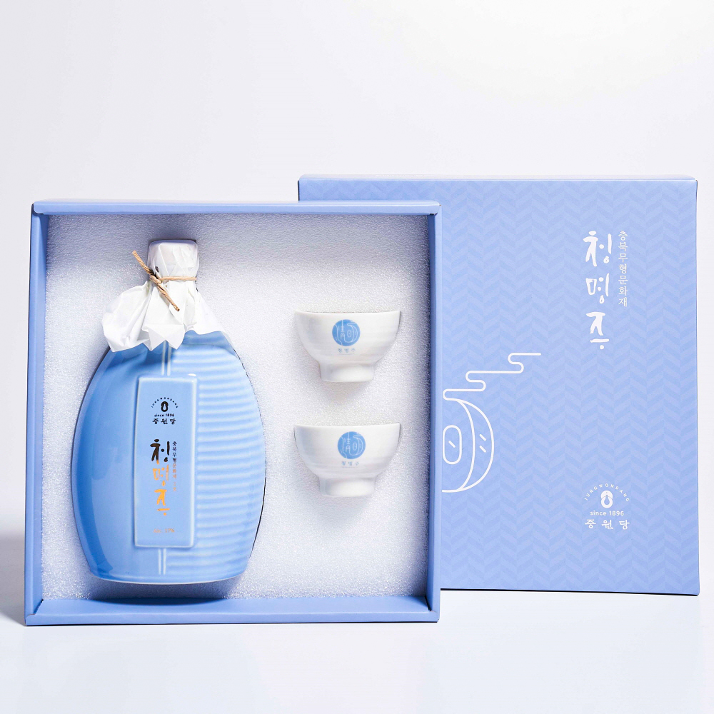 청명주 약주 청도자기 선물세트 17도 500ml 중원당 무형문화재 우리술품평회 대통령상 - 상품 이미지