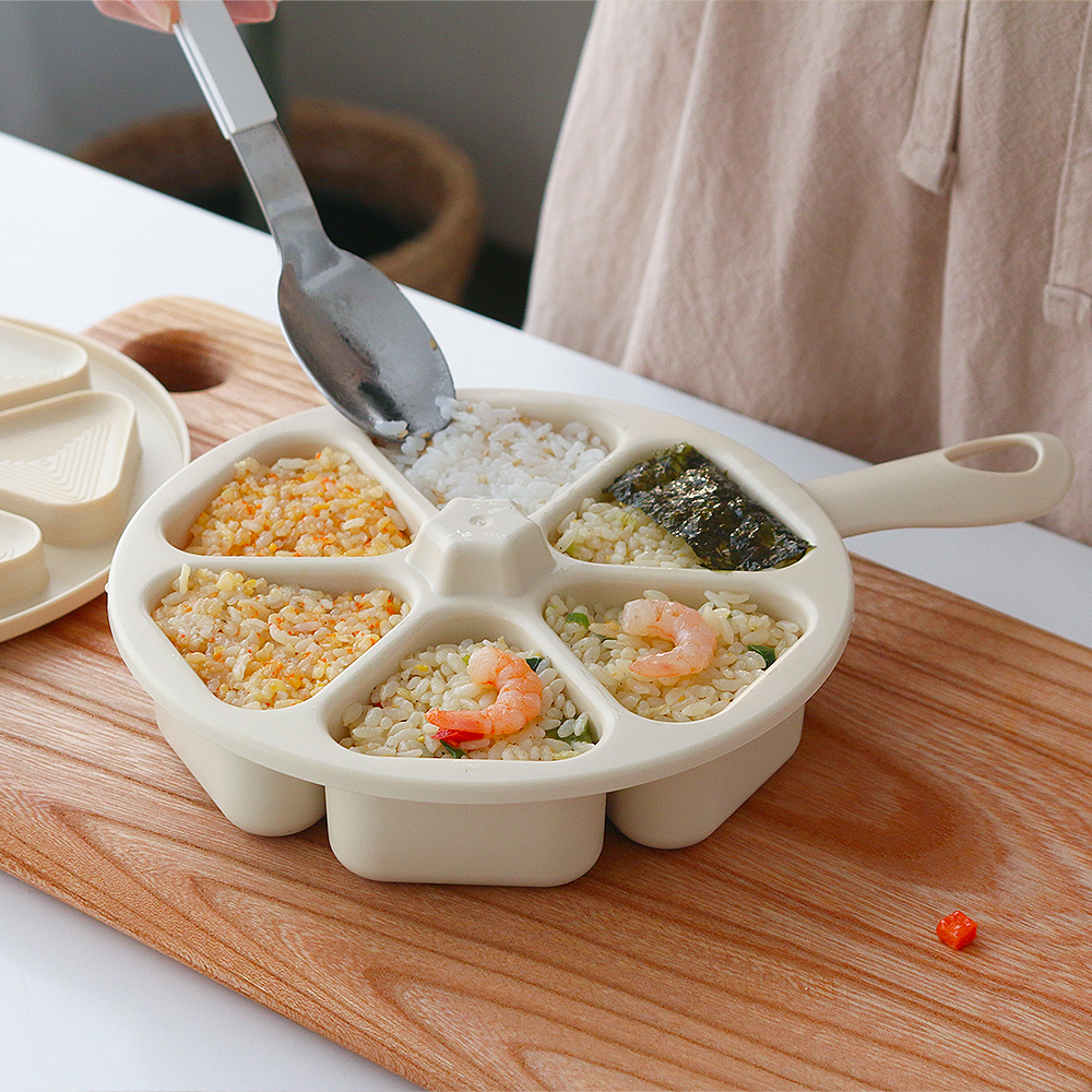 니드 손잡이 6구 원형 삼각김밥틀 주먹밥 만들기 메이커 김밥말이 모양틀 예쁜 도시락 싸기 - 상품 이미지
