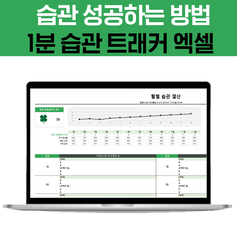 체크리스트 투두리스트 해빗 1분 습관트래커 만들기 골 트래커 엑셀 디지털 다이어리 보드 - 상세 이미지 3