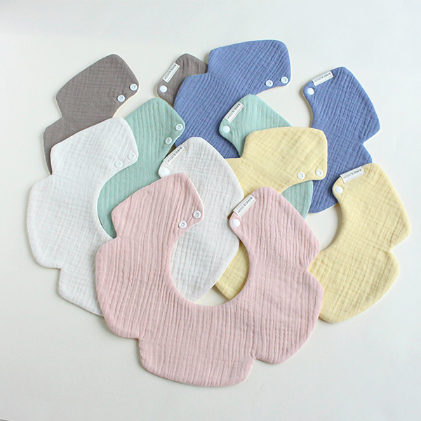 [바니블라썸] 도톰한 빅사이즈 거즈롤링 턱받이 아기 빕 이유식턱받이 내츄럴 침받이