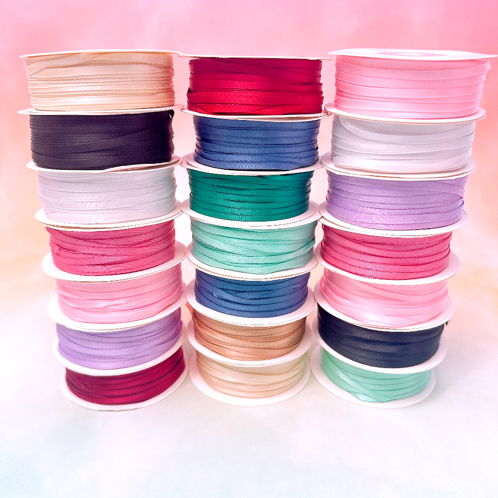 얇은 공단 리본 끈 3mm 45m 꽃 청첩장 선물 포장 리본 공예