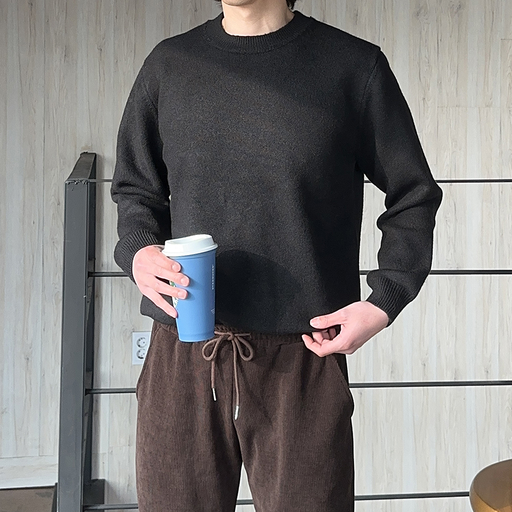 남자스웨터 오버핏 두꺼운 캐시미어 남자 니트 이미지 4