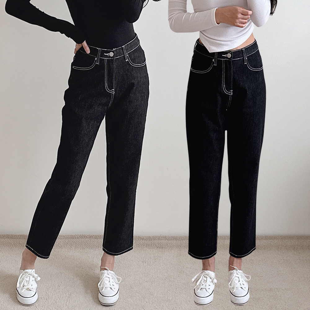 여자 청바지 하이웨스트 3단기장 이염없는 스판 생지 8부 9부 키작녀 빅사이즈