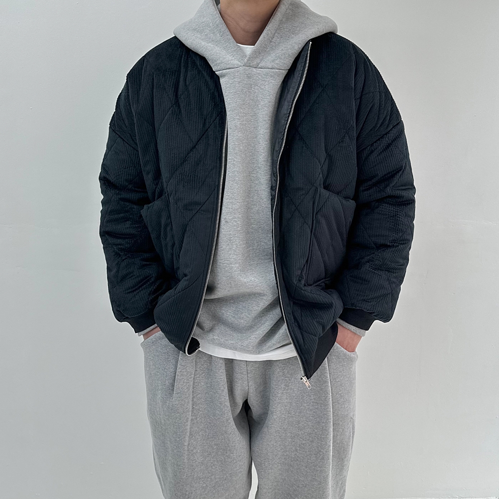 코듀로이숏패딩 남자크롭패딩 깔깔이 - 상세 이미지 3