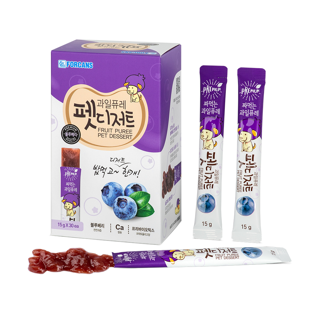 유기농 과일퓨레 펫디저트 30스틱 450g 포켄스 짜먹는 강아지츄르 소화 장건강