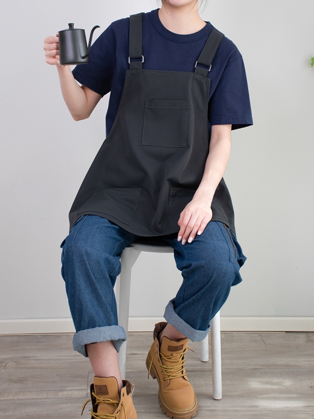 카페 방수 앞치마 작업복 꽃집 미술실 아티스트 힙한 디자인 네일샵 유니폼 단체 의상 3컬러 상품 이미지