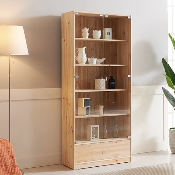 고급 원목 앤틱 나무 진열장 서랍 장식장 유리 도어 수납장