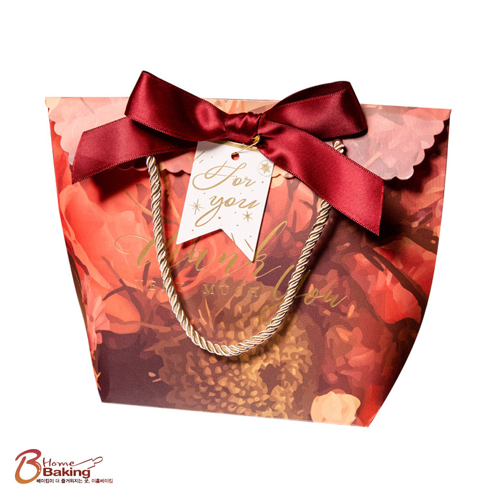 고급포장답례품상자 레드 리본포함 접는제품 포장 답례품 쿠키 박스 간식 유치원 크리스마스 - 상품 이미지