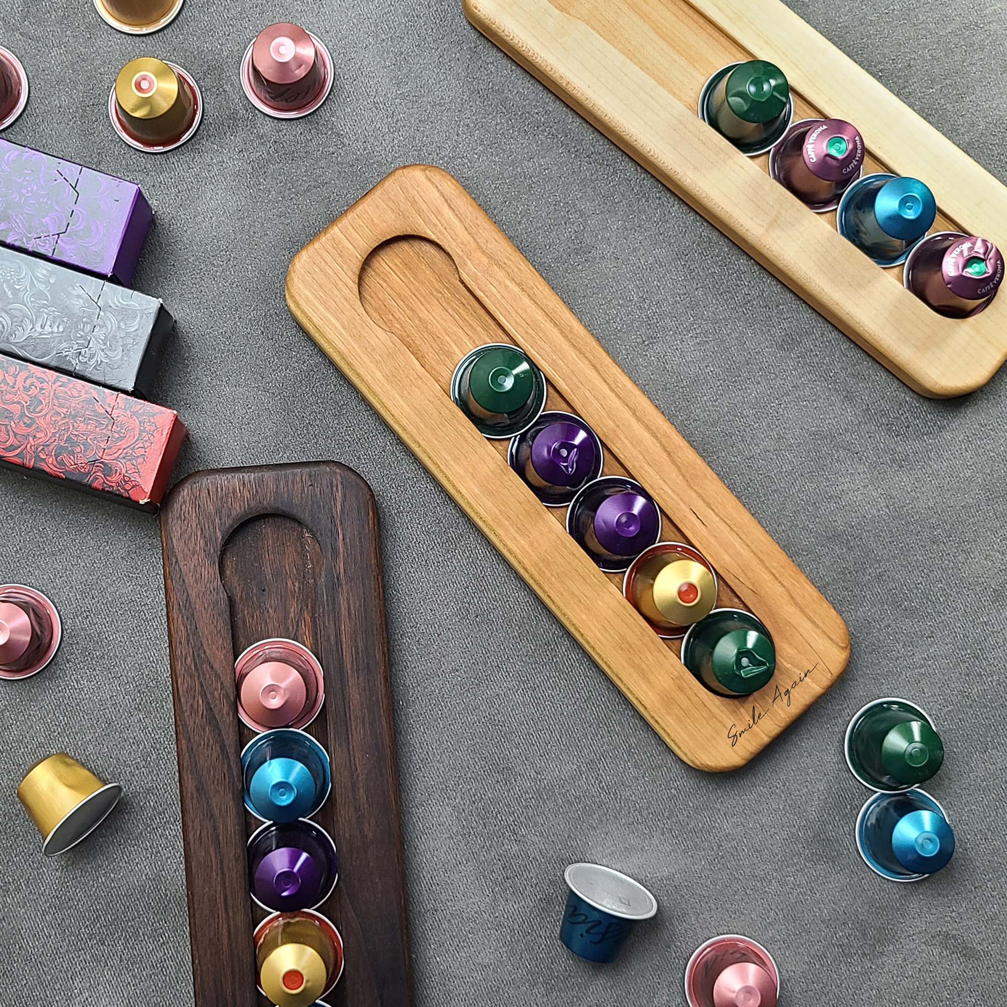 네스프레소 커피 원목 미니캡슐홀더 1열 자석형 우드캡슐거치대