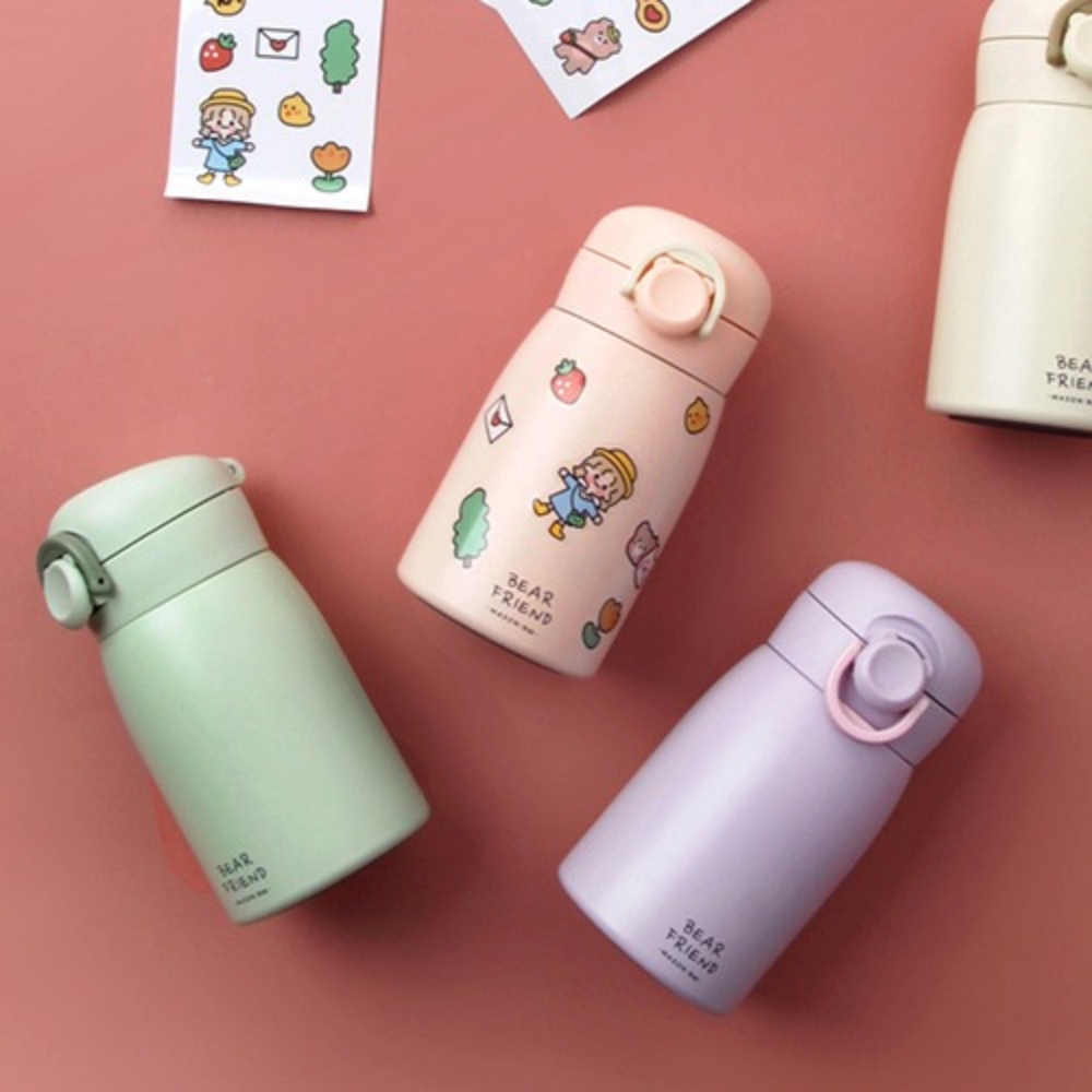 어린이 미니 보온병 초등학생 유치원 원터치 텀블러 물병 260ml