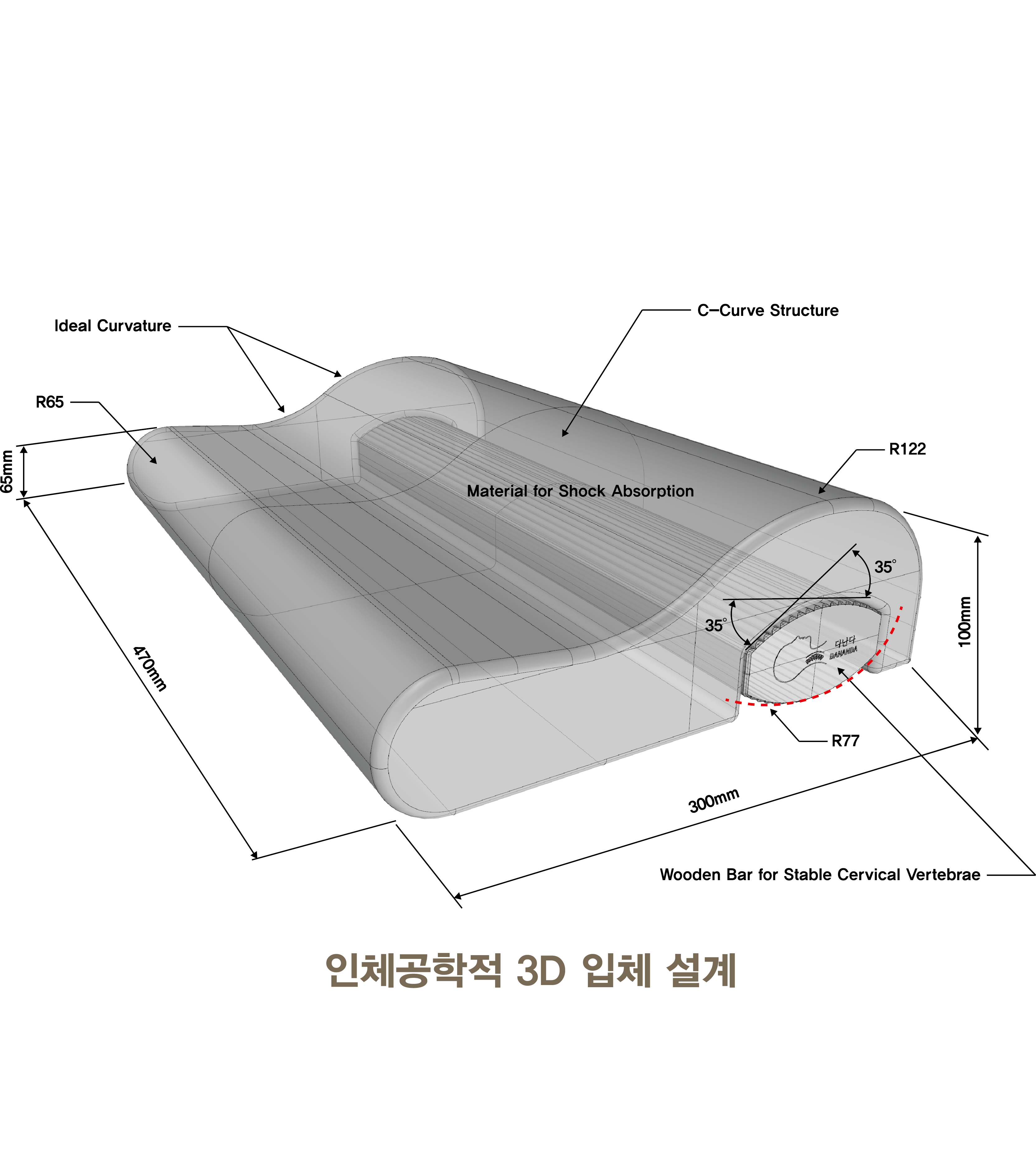 높이조절 경추베개 메모리폼 목이편한 기능성 수면 다난다 C커브 맞춤 베개 특허 이미지 7