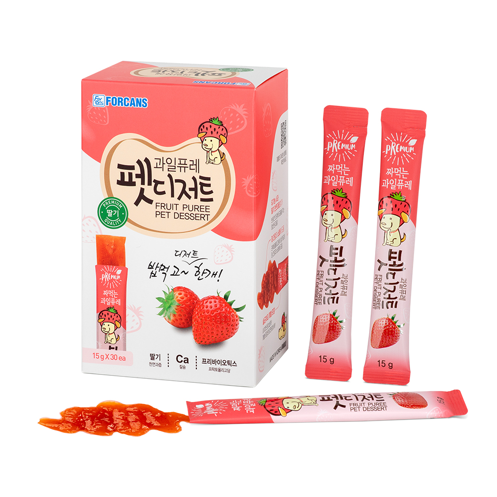 유기농 과일퓨레 펫디저트 30스틱 450g 포켄스 짜먹는 강아지츄르 소화 장건강