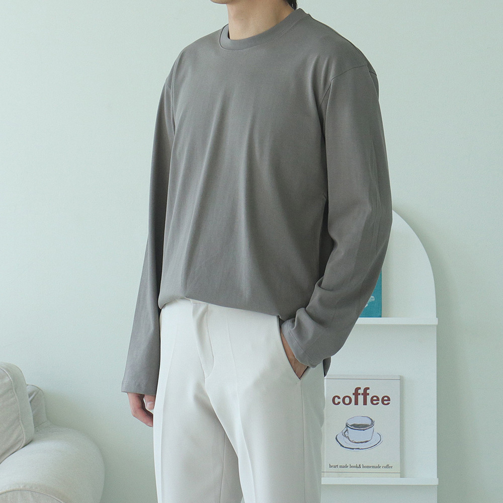 남자긴팔티 오버핏 이너 레이어드 티셔츠 이미지 4