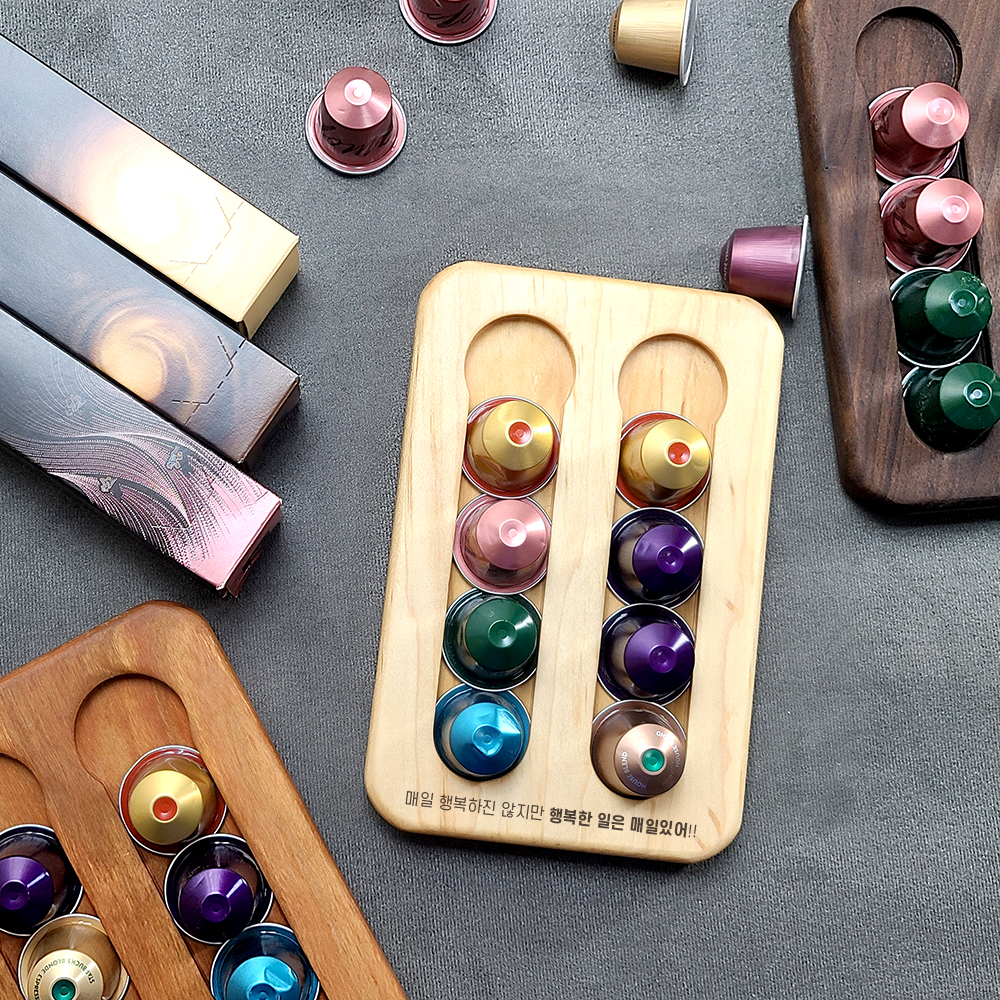 네스프레소 커피 원목 미니캡슐홀더 2열 자석형 우드캡슐거치대