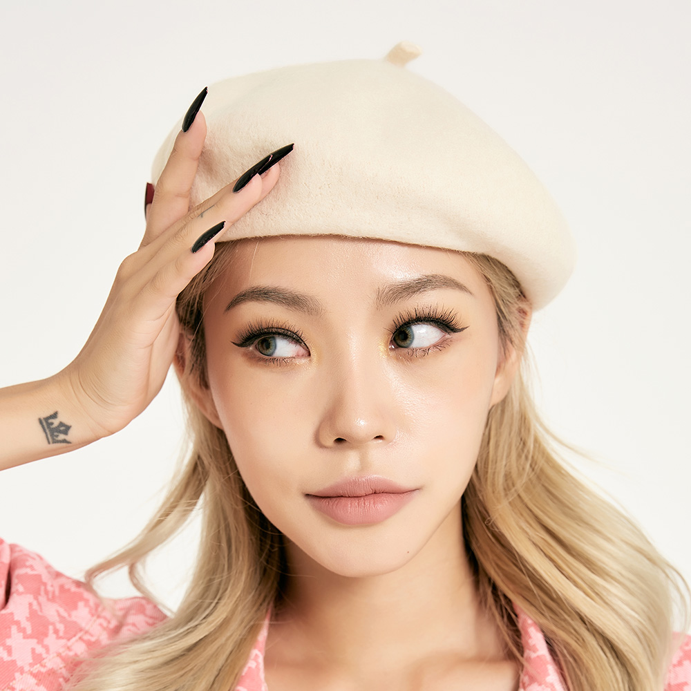1+1 베레모 빵모자 남자 여자 화가 모자 울 무지 BE01 - 상품 이미지
