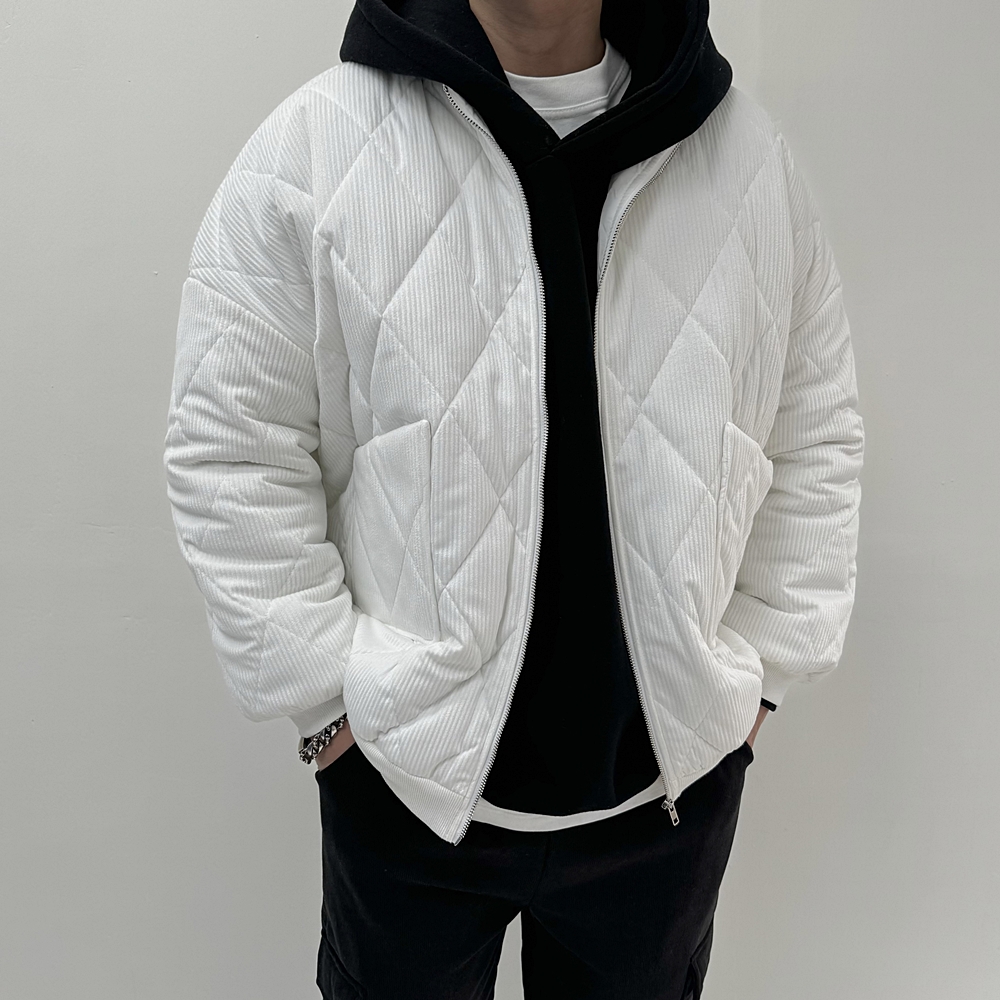 코듀로이숏패딩 남자크롭패딩 깔깔이 - 상품 이미지