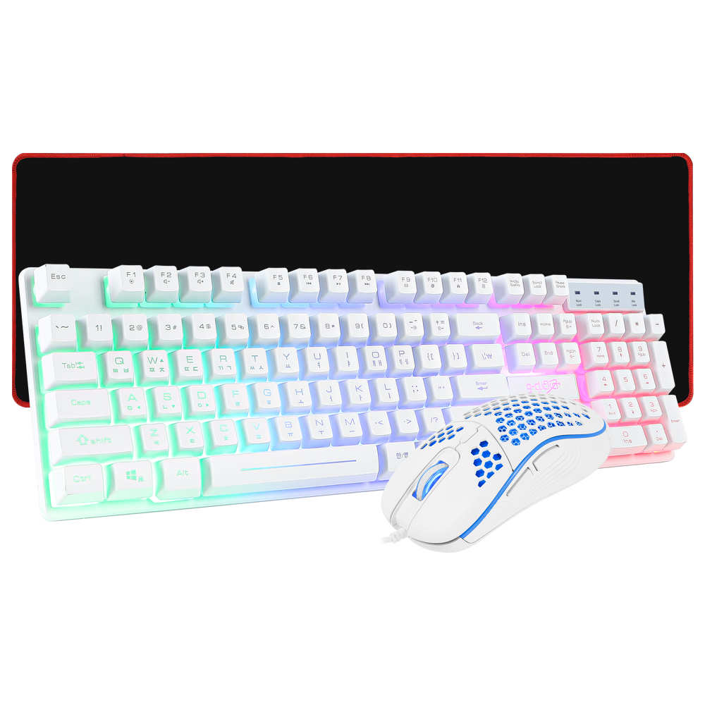 지클릭커 슈퍼 히어로 RGB 게이밍 키보드 마우스 위드 장패드 세트 블랙 - 상세 이미지 3
