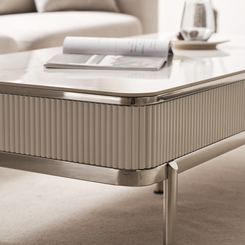 피오코 세라믹 거실 소파 테이블 1200 화이트