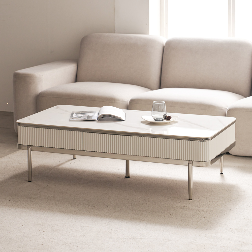 피오코 세라믹 거실 소파 테이블 1200 화이트