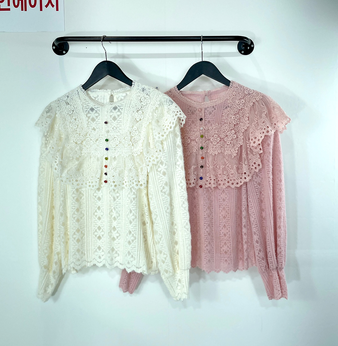 여자여자몰 오리엔탈 플라워자수 케이프망토 따뜻한 긴팔블라우스 겨울 프릴블라우스 레이스 - 상세 이미지 2