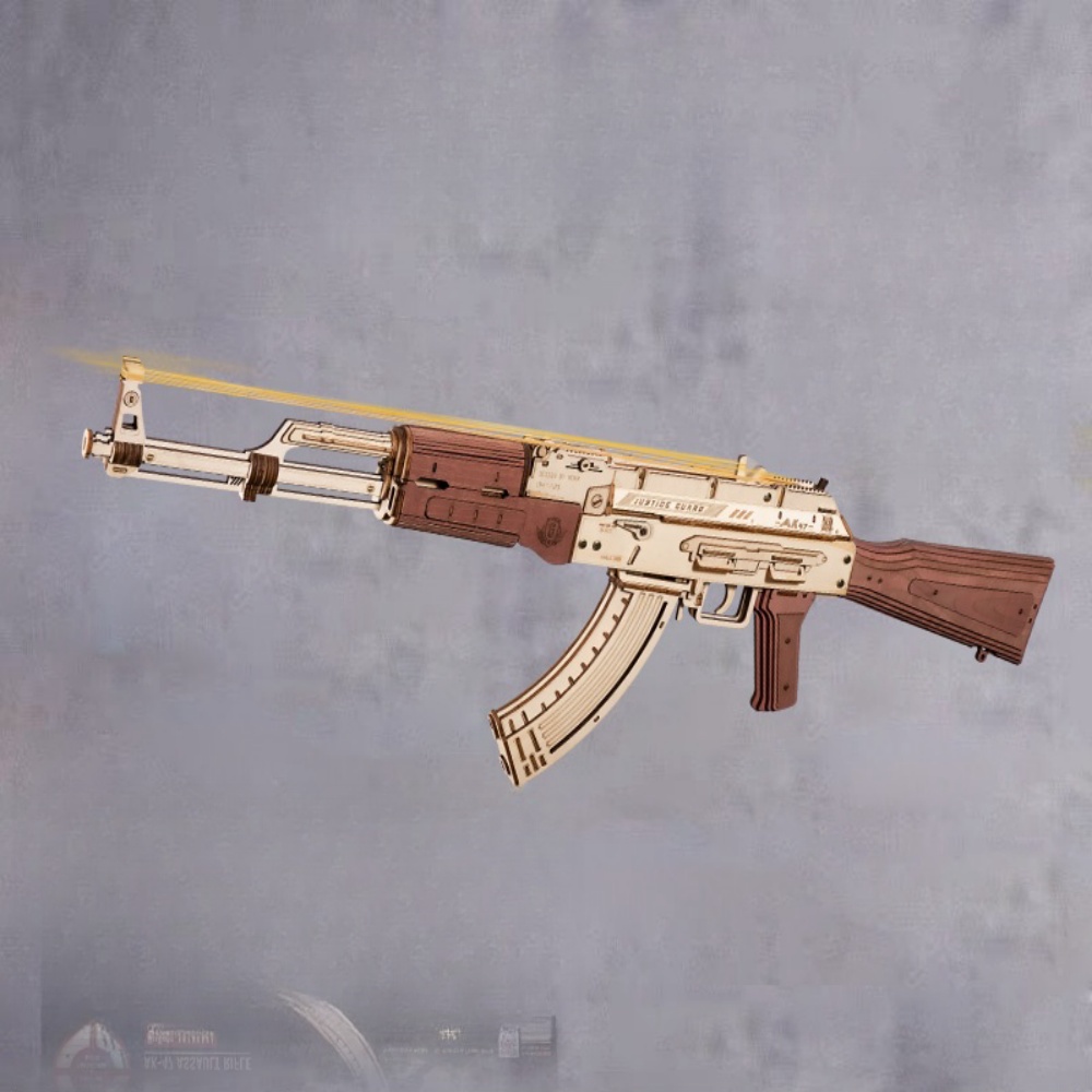 고무줄 총 AK47 슬라이드 반동 DIY 우드 나무총 장난감총 - 상품 이미지