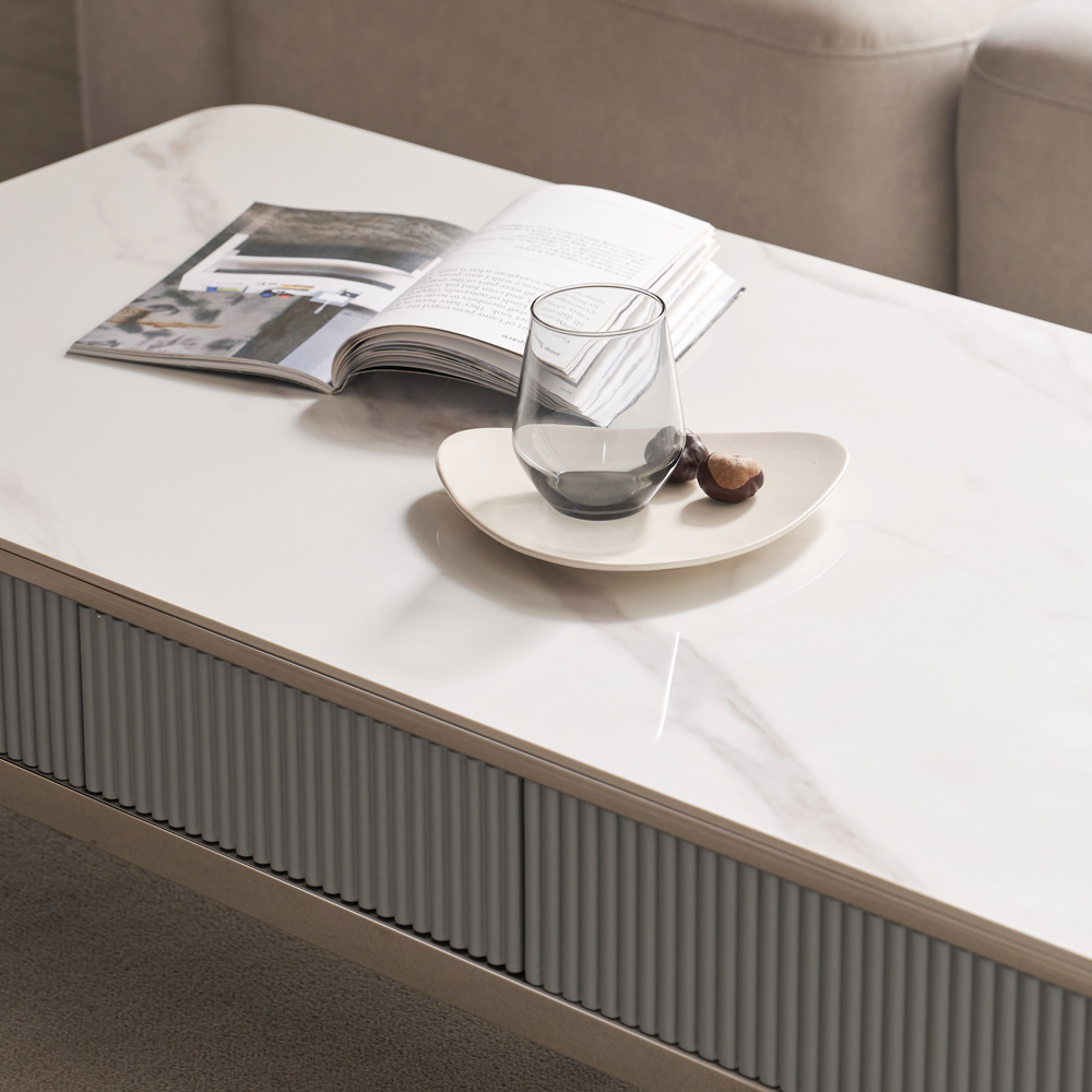 피오코 세라믹 거실 소파 테이블 1200 화이트