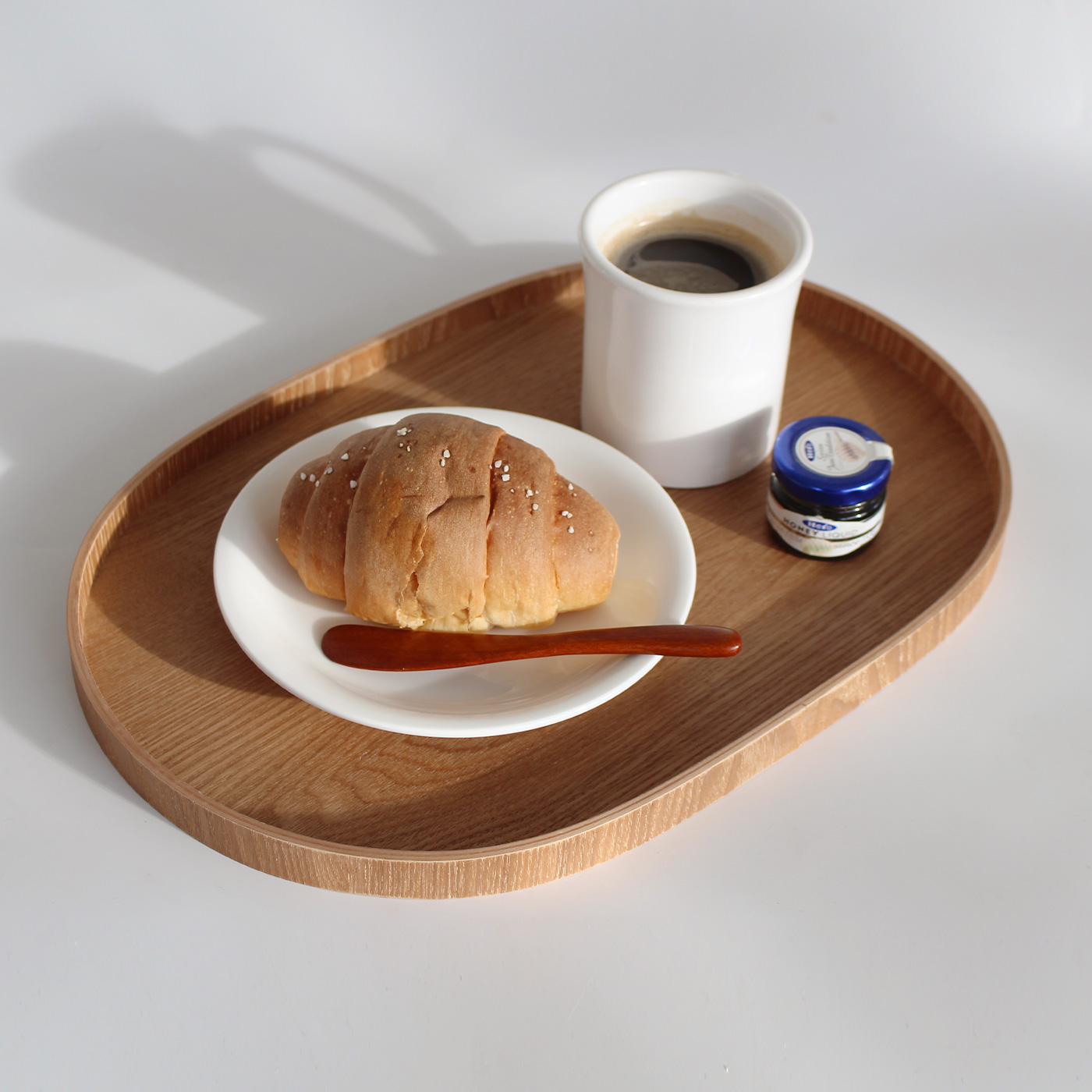 아카시아홈 타원형 원목 우드 트레이 나무 쟁반 카페 서빙 38x26cm