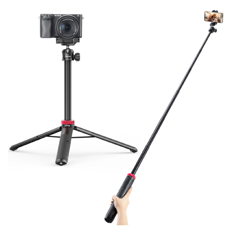 울란지 MT-44 6단 카메라 스마트폰 다용도 삼각대 셀카봉 블랙